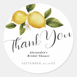 Italia Lemon Calligraphy Brautparty Vielen Dank Runder Aufkleber