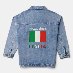 Italia und Italienische Flagge Black Personalisier Jeansjacke