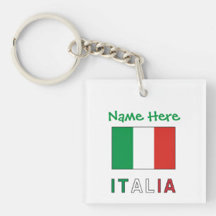 Italia und Italienische Flagge Grüne Personalisier Schlüsselanhänger