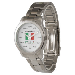 Italia und personalisierte italienische Flagge  Armbanduhr