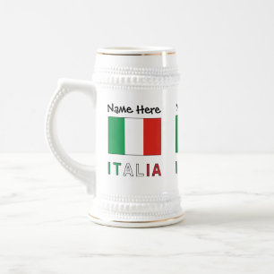 Italia und personalisierte italienische Flagge Bierglas