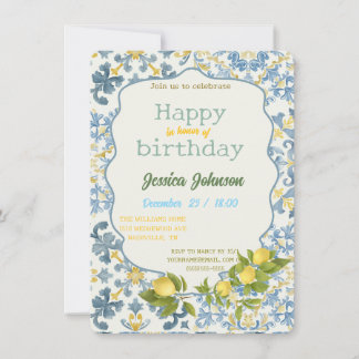 Italian Blue Tile Lemon Invitation