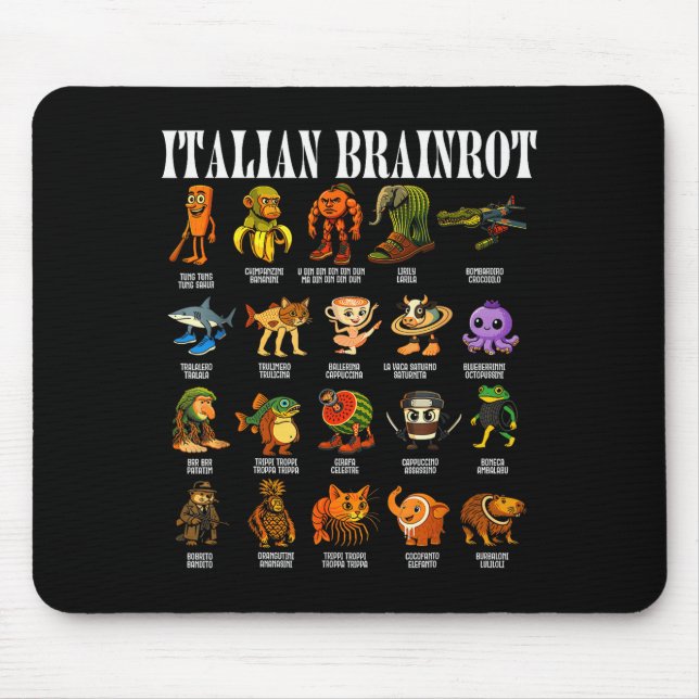 Italian Brain Rot Italian Brainrot Funny Memes  Mousepad (Vorne)