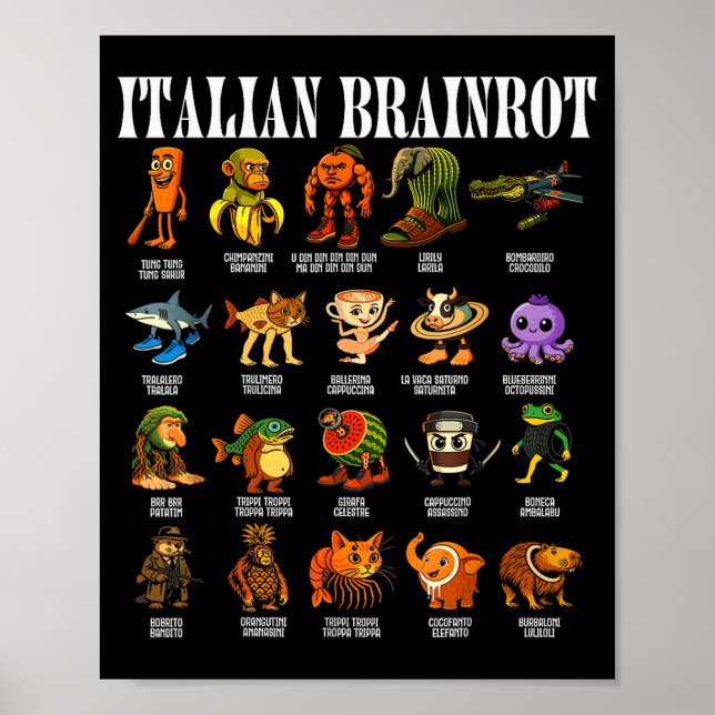 Italian Brain Rot Italian Brainrot Funny Memes  Poster (Vorne)