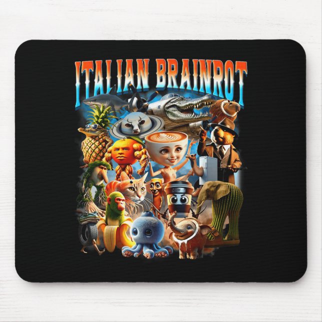Italian Brainrot Characters Funny Meme Pular Trend Mousepad (Vorne)