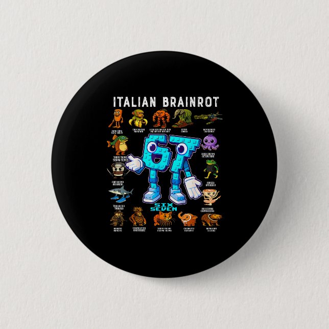 Italian Brainrot Funny 67 Meme Birthday Decoration Button (Vorderseite)