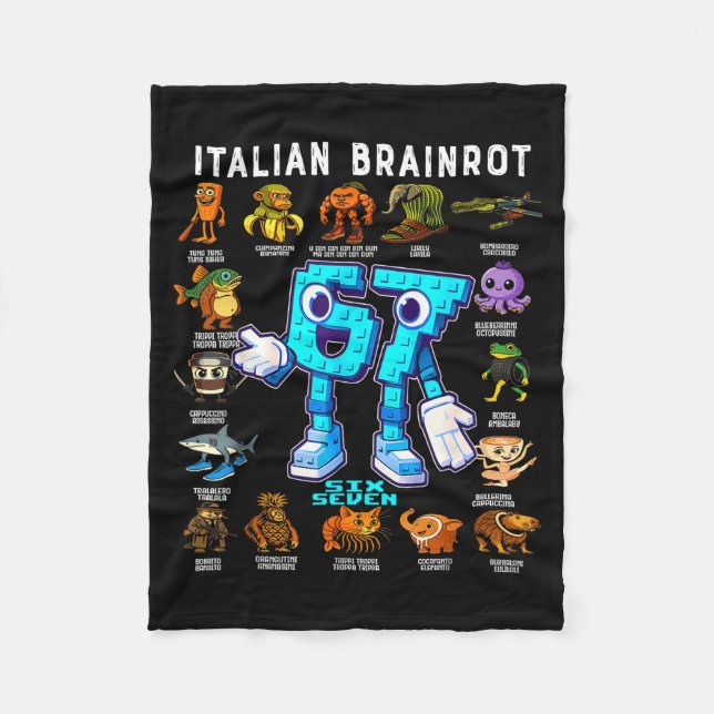 Italian Brainrot Funny 67 Meme Birthday Decoration Fleecedecke (Vorderseite)