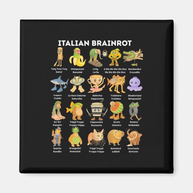 Italian Brainrot Meme For Kids Boy Men Women  Magnet (Vorne)
