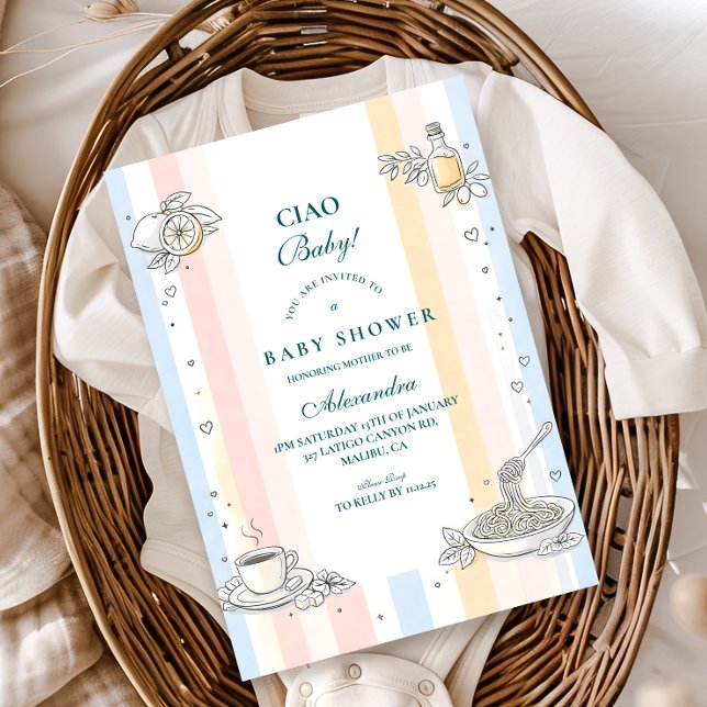 Italian Café Doodle Baby Shower Einladung (Von Creator hochgeladen)