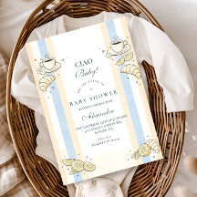 Italian Café Doodle Stripes Baby Shower