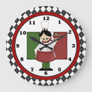 Italian Chef Clock 3 Große Wanduhr