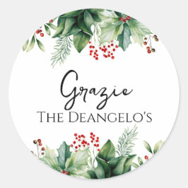 Italian Christmas Grazie Danke Runder Aufkleber