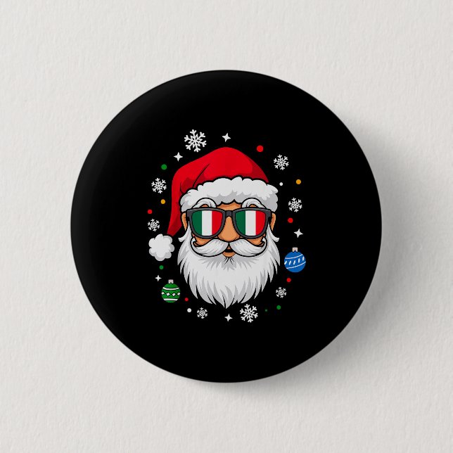 Italian Christmas Pajama Funny Italian Matching Fa Button (Vorderseite)