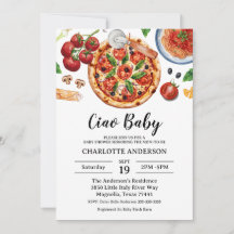 Italian Ciao Baby Pizza Red Baby Shower 