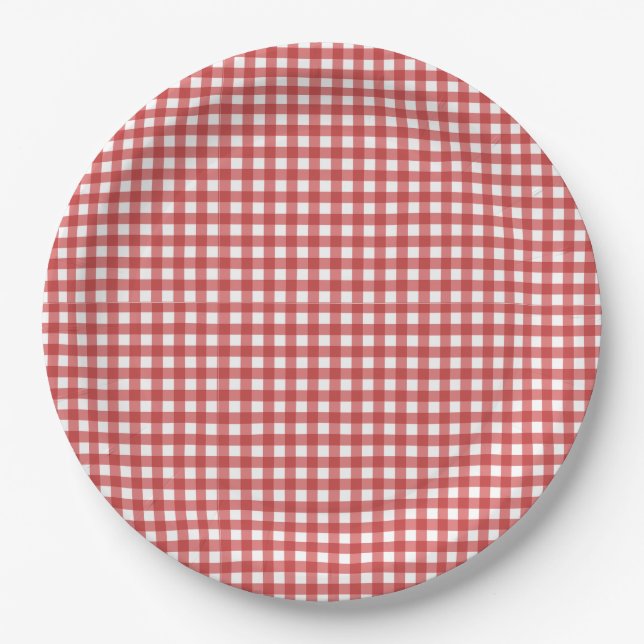 Italian Ciao Baby Red Checkered Baby Shower  Pappteller (Vorderseite)