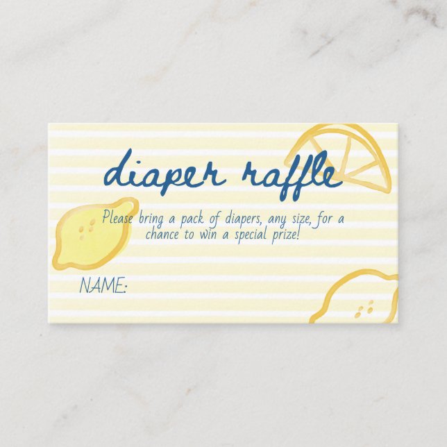 Italian Citrus Diaper Raffle Game Begleitkarte (Vorderseite)