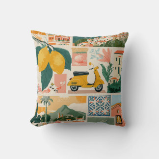 Italian Coast Collage - Mediterranean Summer Vibe Kissen