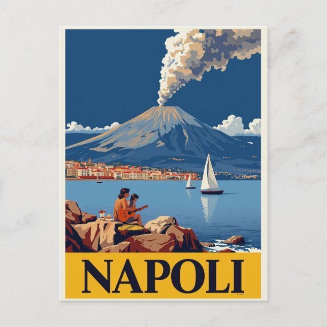 Italian Coast Naples Vesuvius Artwork Postkarte (Vorderseite)