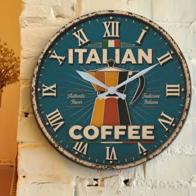 Italian Coffee  Große Wanduhr (Von Creator hochgeladen)