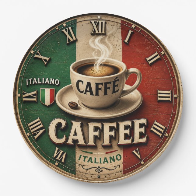 Italian Coffee Rustic Kitchen Vintage Espresso Pappteller (Vorderseite)