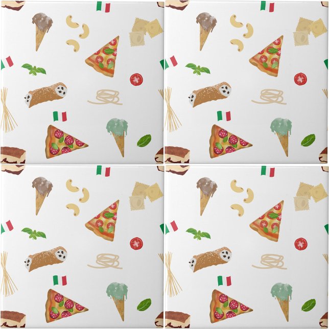 Italian Food Pizza Pasta Tiramisu Kitchen Fliese (Italian Food Pizza Pasta Tiramisu Kitchen Ceramic Tile)