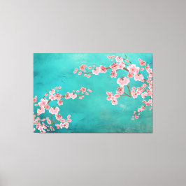 Italian Green Landscape with Soft Cherry Blossoms Leinwanddruck