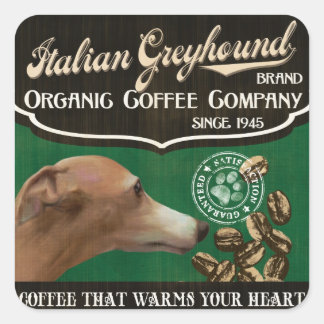 Italian Greyhound Brand - Bio-Kaffeeunternehmen Quadratischer Aufkleber