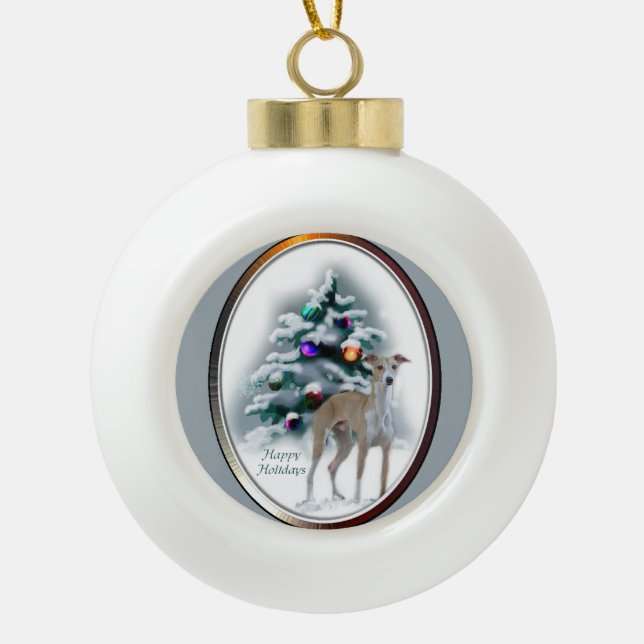 Italian Greyhound Christmas Keramik Kugel-Ornament (Vorderseite)