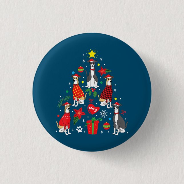 Italian Greyhound Christmas Ornament Tree Dog Mom Button (Vorderseite)