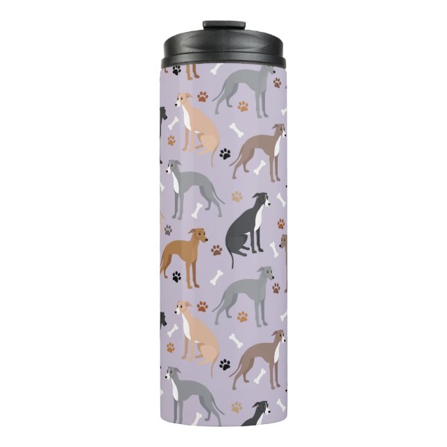 Italian Greyhound Dog Bones and Paws Thermosbecher (Vorderseite)