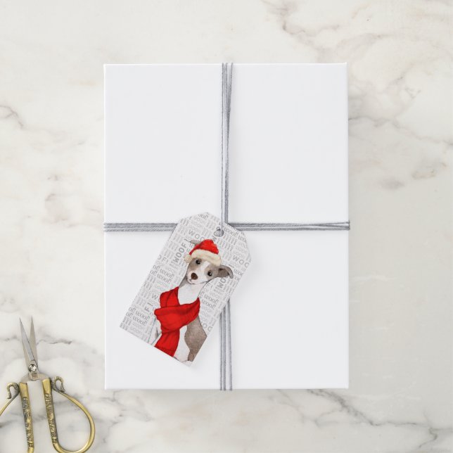 Italian Greyhound Dog Christmas Geschenkanhänger (Mit Garn)