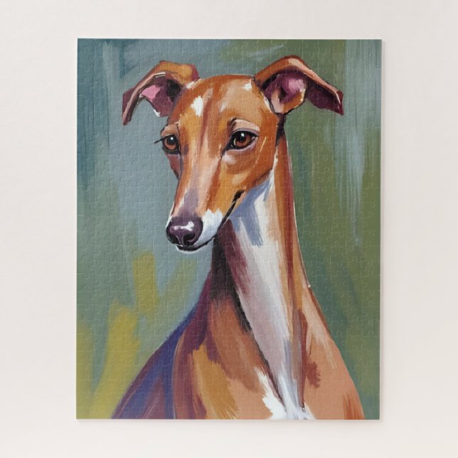 Italian Greyhound Dog Watercolor Pet Painting (Vertikal)