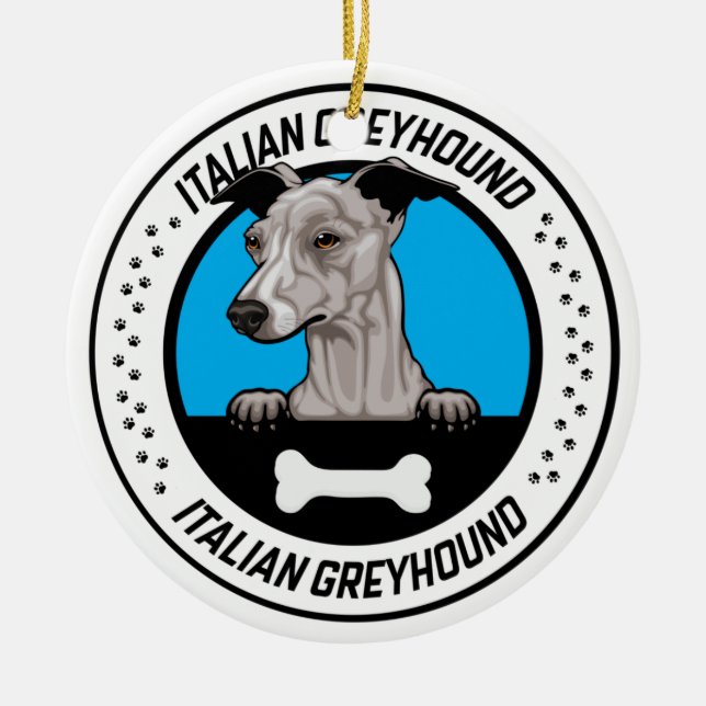 Italian Greyhound Peeking Illustration Badge Keramik Ornament (Vorne)