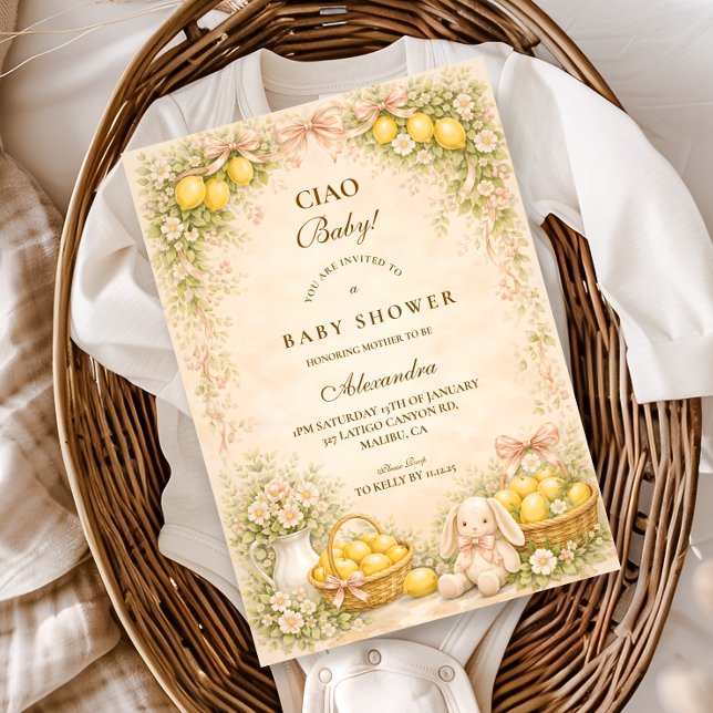 Italian Lemon Bunny Garden Baby Shower Einladung (Von Creator hochgeladen)