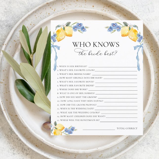 Italian Lemons Bows Who Knows the Bride Best Game (Von Creator hochgeladen)
