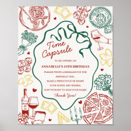 Italian Pasta Baby Shower Time Capsule Game Poster