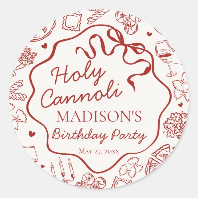 Italian Pasta Holy Cannoli Birthday Envelope Seal Runder Aufkleber (Vorderseite)