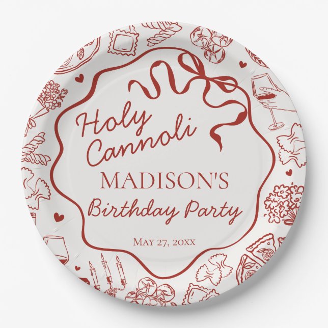 Italian Pasta Holy Cannoli Birthday Party Pappteller (Vorderseite)
