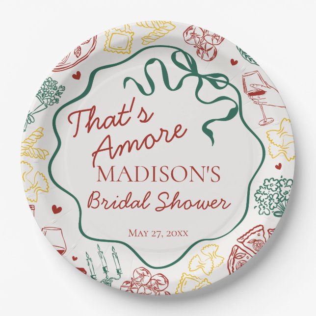 Italian Pasta Thats Amore Bridal Shower Pappteller (Vorderseite)