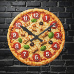 Italian Pizzeria Pizza Kitchen or Restaurant Round Runde Wanduhr<br><div class="desc">Bring the warm,  inviting atmosphere of an authentic Italian kitchen into your space with this Italian Pizzeria Pizza Kitchen or Restaurant Round Large Clock. Inspired by classic Italian pizzerias,  this stylish wall clock adds a delicious touch of culinary charm to any kitchen,  dining area,  café,  or restaurant.</div>