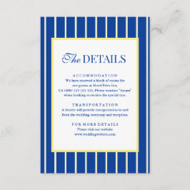Italian Striped Blue & Yellow Wedding Details Begleitkarte
