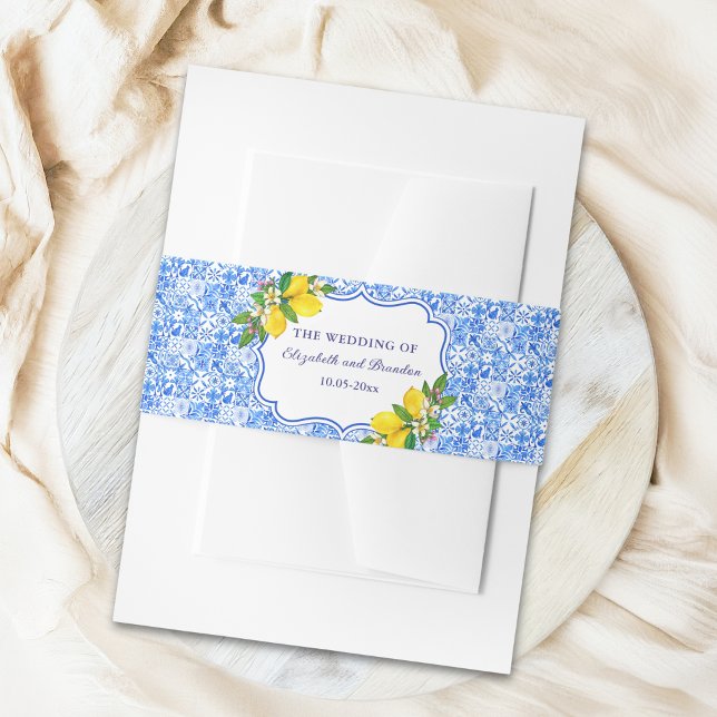 Italian Style Themed Mediterranean Tiles Wedding Einladungsbanderole (Von Creator hochgeladen)