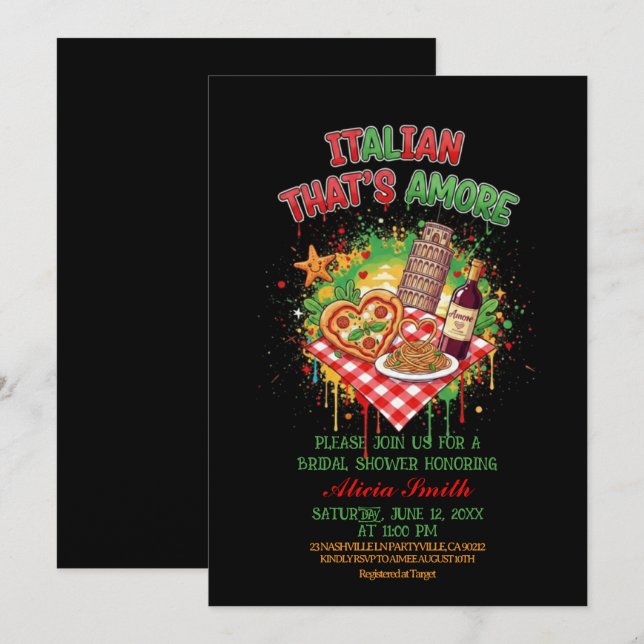 Italian That's Amore Bridal Shower Invitation (Devant / Derrière)