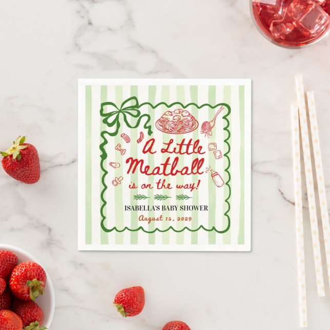 Italian Theme Baby Shower Green Bow Serviette (Beispiel)