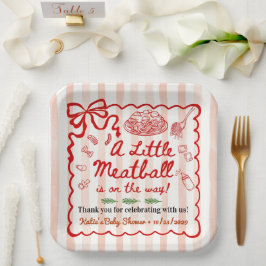 Italian Theme Baby Shower Red Bow Pappteller