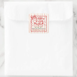 Italian Theme Baby Shower Red Bow Small Quadratischer Aufkleber