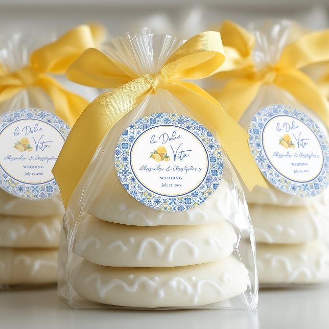 Italian Tiles La Dolce Vita Destination Wedding  Runder Aufkleber (Von Creator hochgeladen)