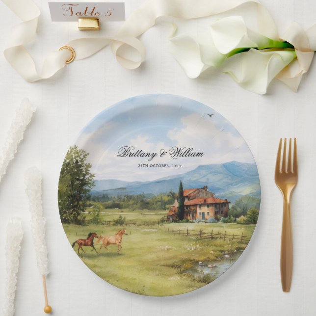 Italian Tuscan Countryside Wedding  Pappteller (Hochzeit)