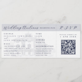 Italian Villa Plane Ticket Destination Wedding  Einladung