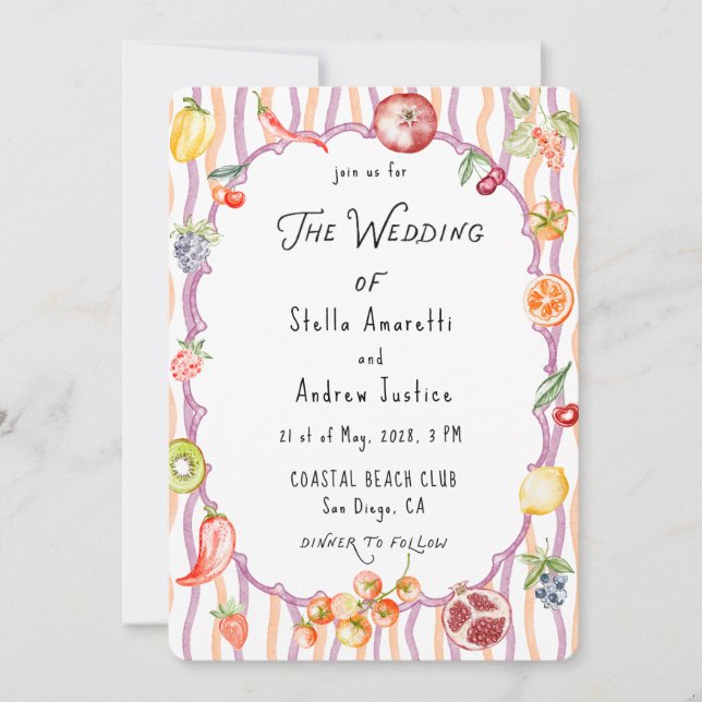 Italian Watercolor Rustic Wedding Invitation (Devant)